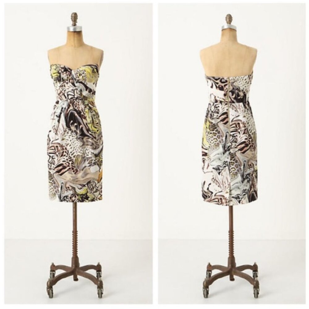 Anthropologie‎ Leifsdottir Panther's Play animal print fitted mini dress NWT 8